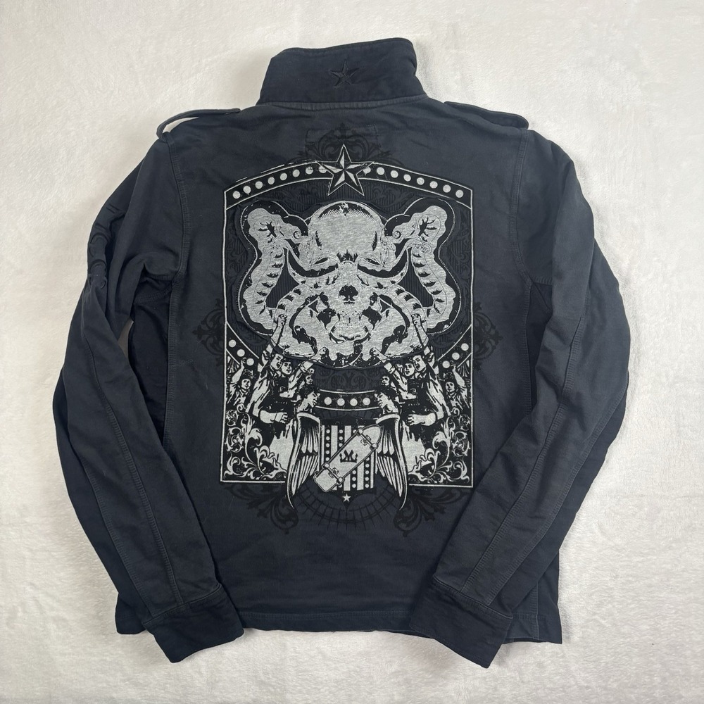 Y2K Micros Full Zip Long Sleeve Jacket Black Skating Men's Medium Graphicc‎